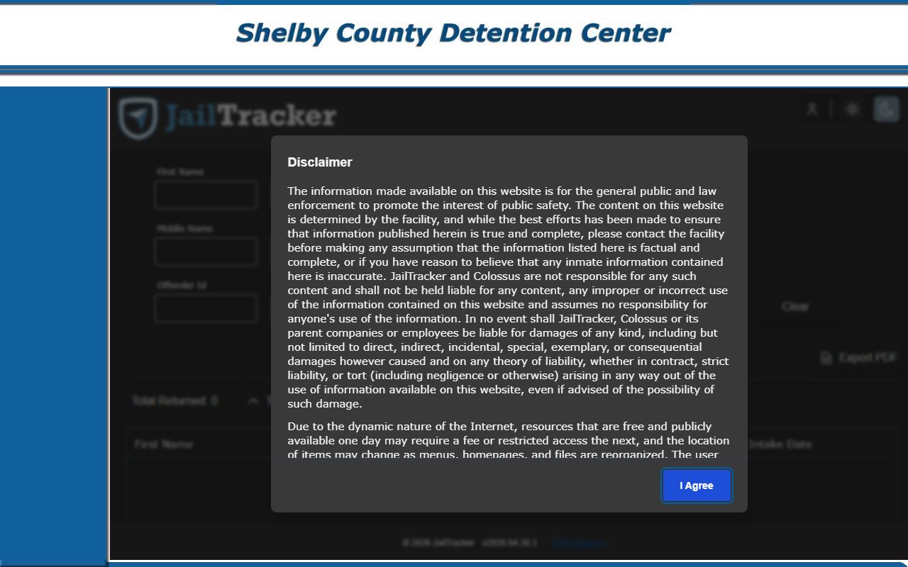 Shelby County jail inmate records inmate-list frame page