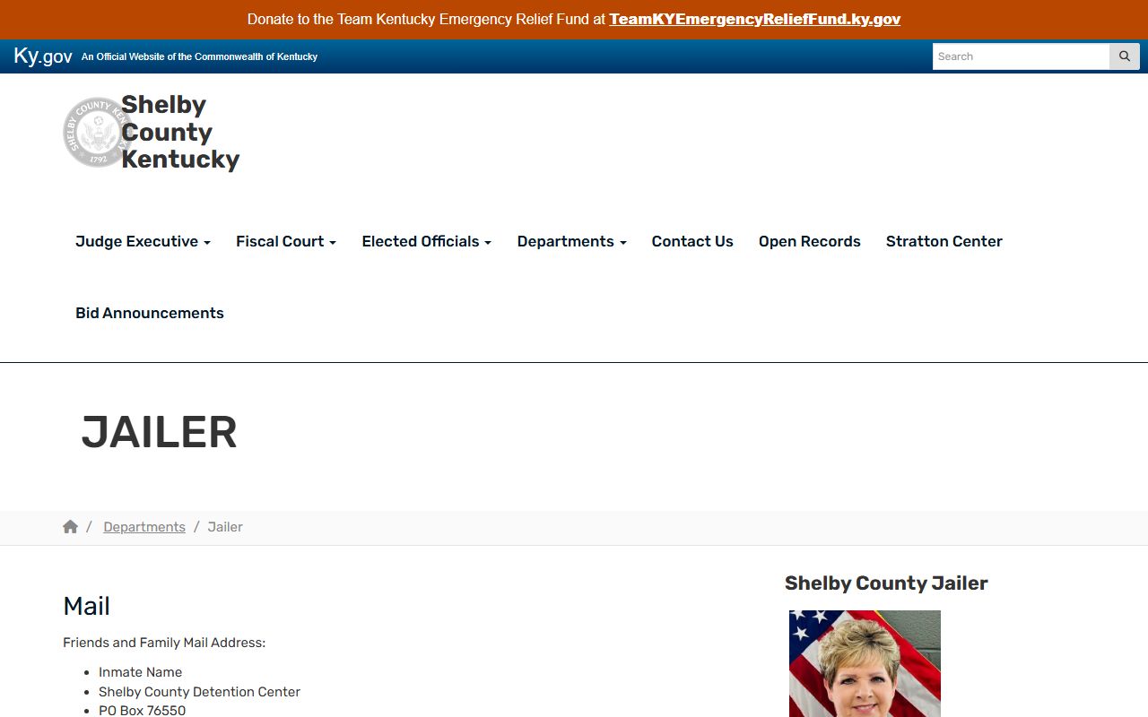Shelby County Detention Center jailer contact and inmate service links