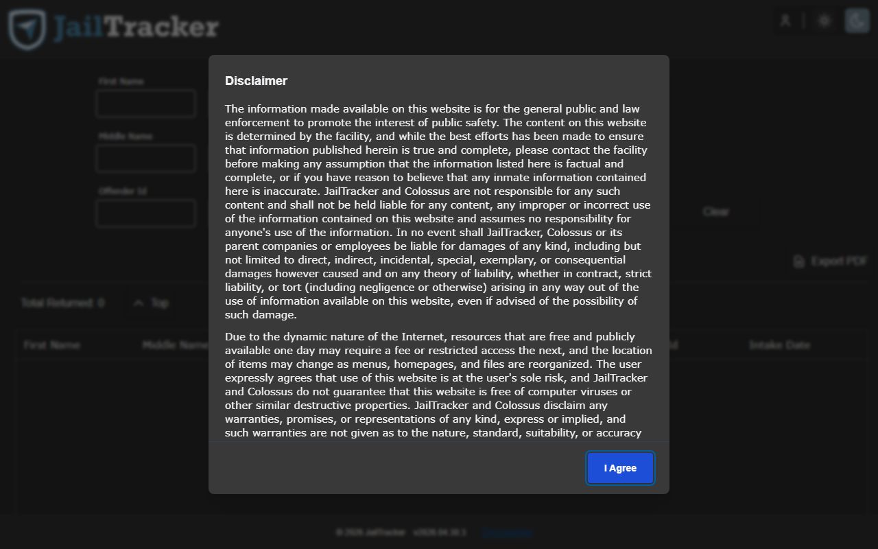 Shelby County current inmate lookup JailTracker endpoint